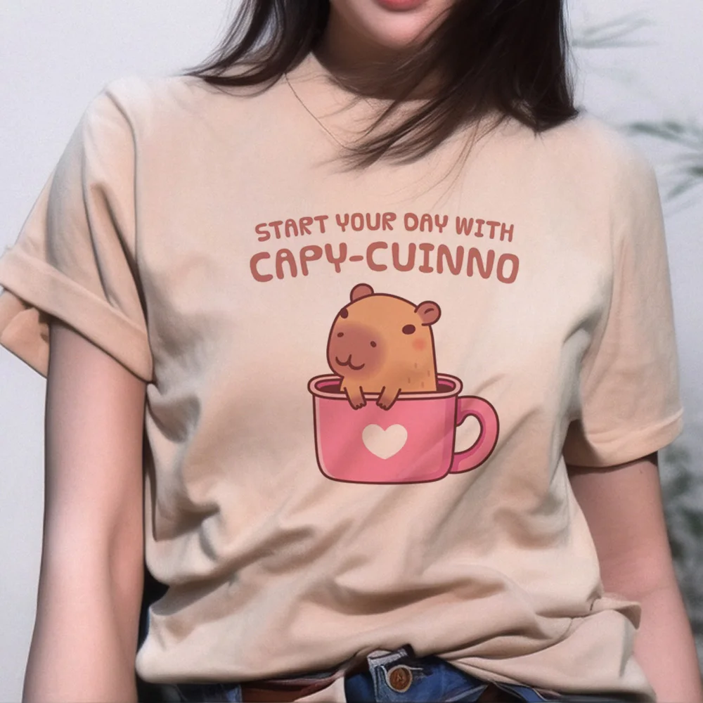 

Capybara top women manga Japanese funny t shirt girl y2k graphic funny clothes