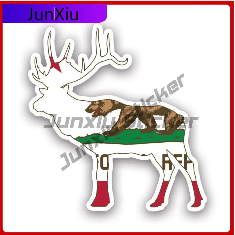 

California Deer Shaped Fade Resistant Weather Resistant Racing For Car Window Helmet Laptop No Residue Easy Apply Decor