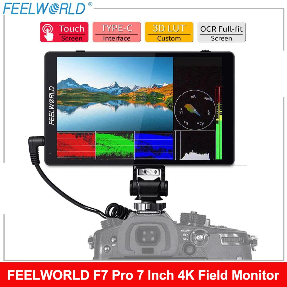 FEELWORLD F7 Pro 7 Inch 4K Field Monitor 3D LUT DSLR Touch Screen IPS HDR 50/60Hz 1920x1200 F970 External Power Kit