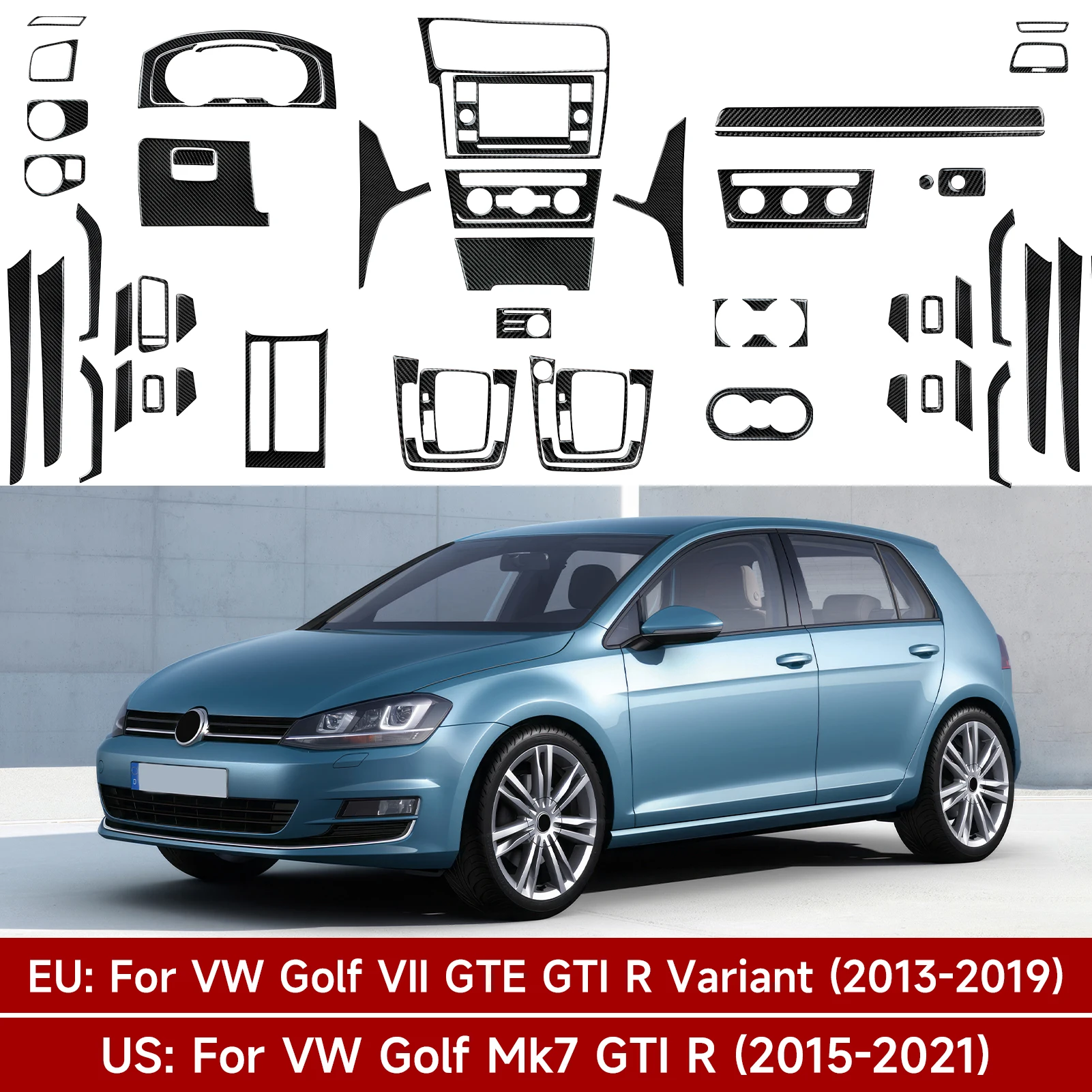 Para vw golf vii mk7 gte gti r variante console central do carro painel de mudança de engrenagem proteger fibra carbono interior adesivo conjunto acessórios