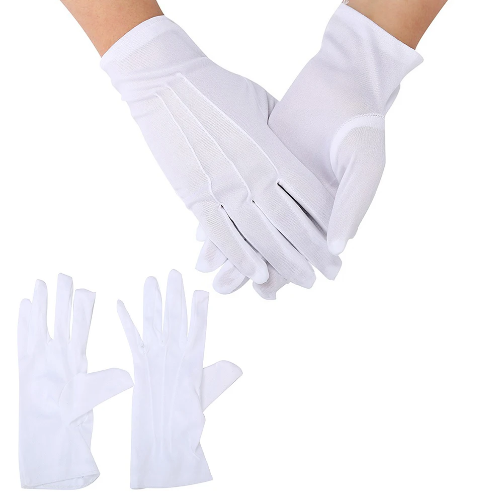 1Pair White Formal Gloves Tuxedo Honor Guard Parade Inspection Collection Serve