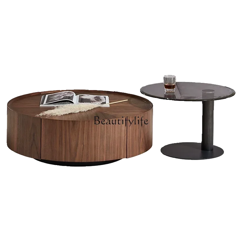 

45Ljy Wabi-sabi wind walnut coffee table minimalist light luxury Italian small apartment