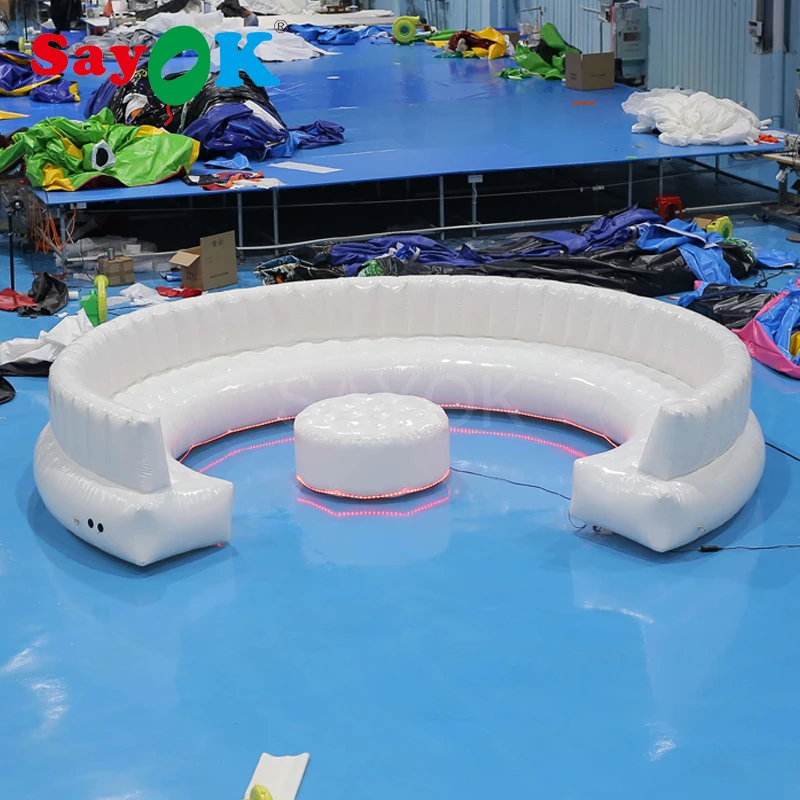 5.4m Pvc Airtight Inflatable Circular Couch With Led Lights Inflatable Sofa With Inflatable Table For Adults Party Events