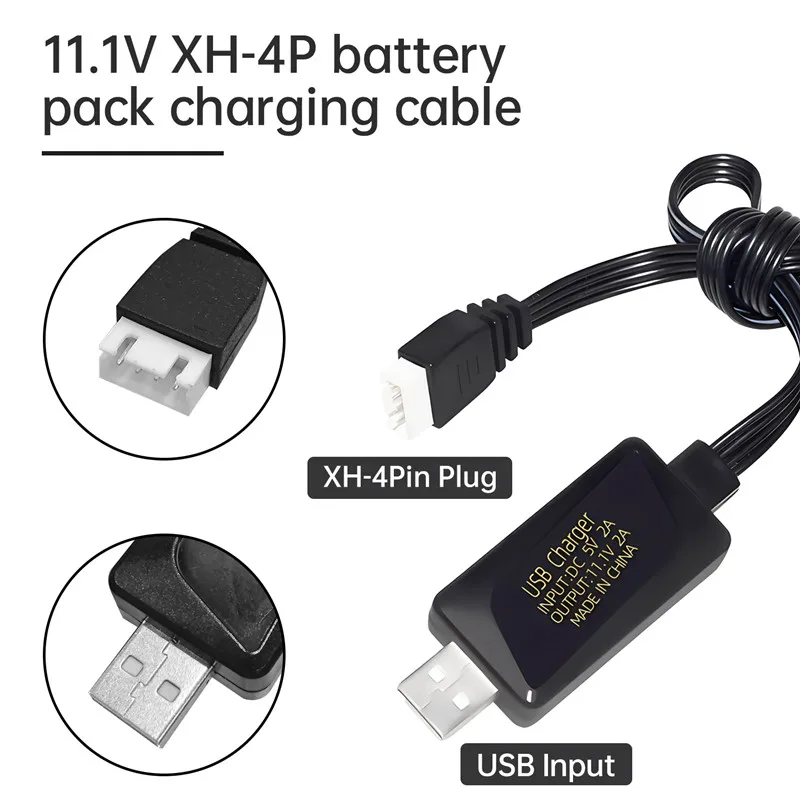 Caricabatterie USB 3S 11.1V 2A per auto telecomandate, navi, droni, pistole ad aria compressa e giocattoli RC cavo di ricarica USB con batteria da 11.1V