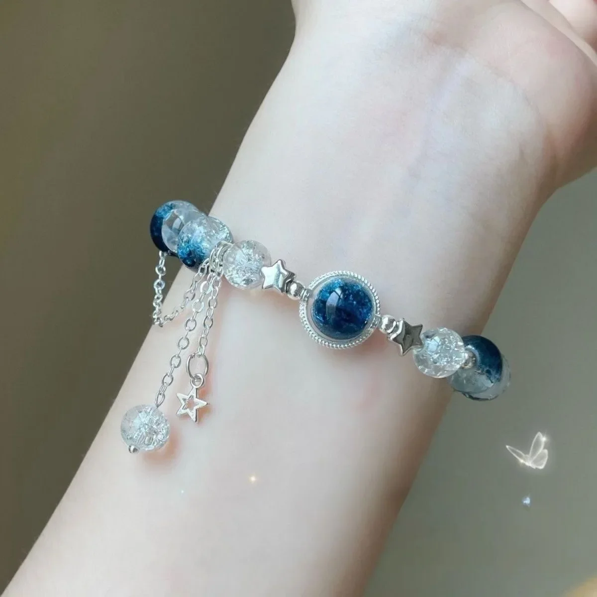 Butterfly Star Moon Flower Pendant Glazed Bracelet with Colorful Beads Beauty Accessory Lucky Bracelet Jewelry Gift Bead Chain image 6