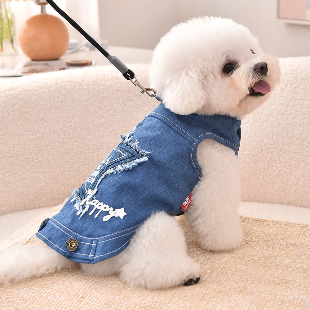 Denim Star Pomeranian Clothes Dog Costume For Small Medium Breed Puppy Animal Sleeveless Harness Vest Outfit Dachshund Cat Wear