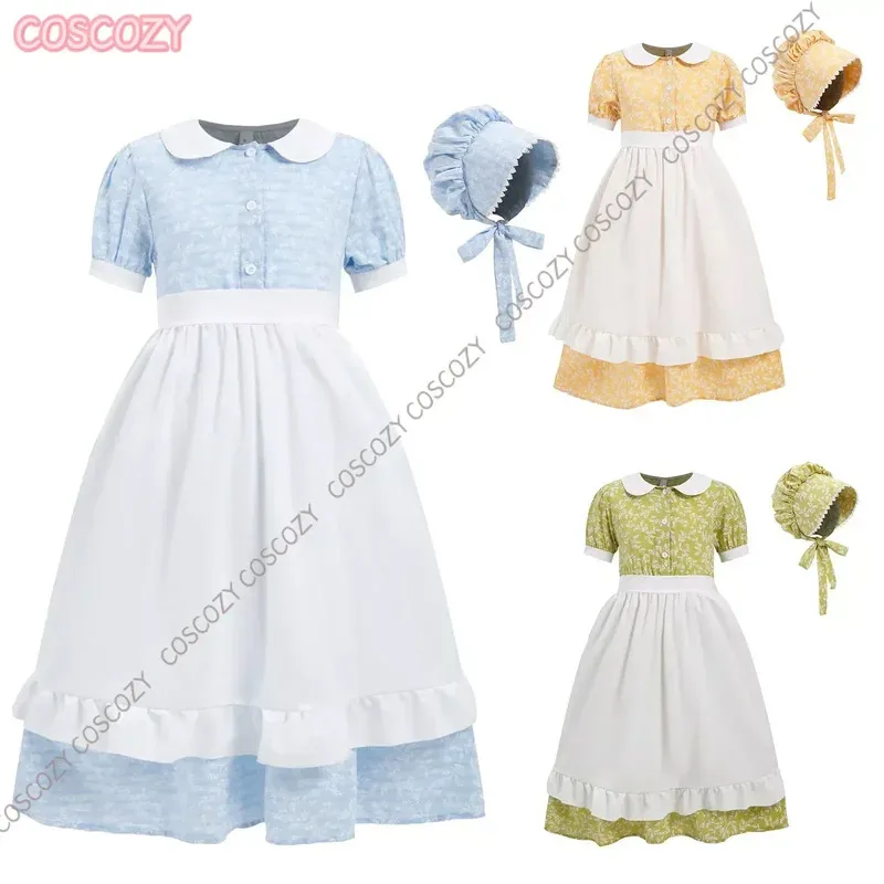 robe-coloniale-pour-femme-victorienne-vintage-prairie-pelerin-costume-festival-national-pastorale-pionnier-robes