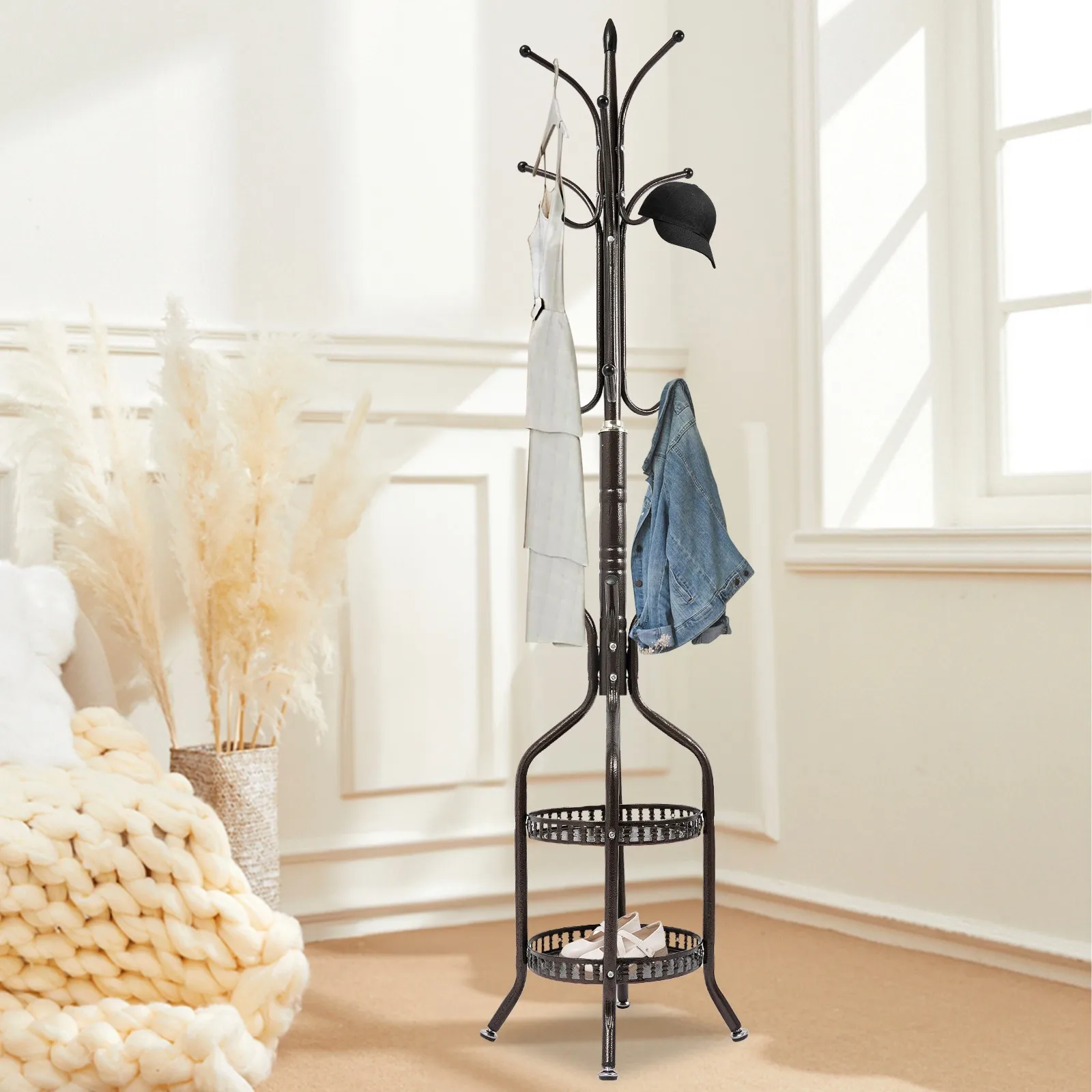 

Coat Rack Stand Hat Bag Stand Coat Hanger Stand Sturdy High Space Utilization