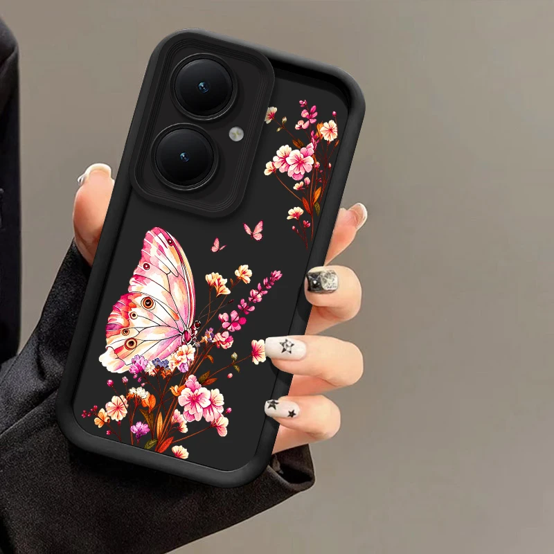 Pink Butterfly Phone Case For Xiaomi Poco F8 F7 Ultra F5 F2 Pro F3 GT C75 C71 C65 C55 C51 C50 C40 C31 Shockproof Soft Cases Etui