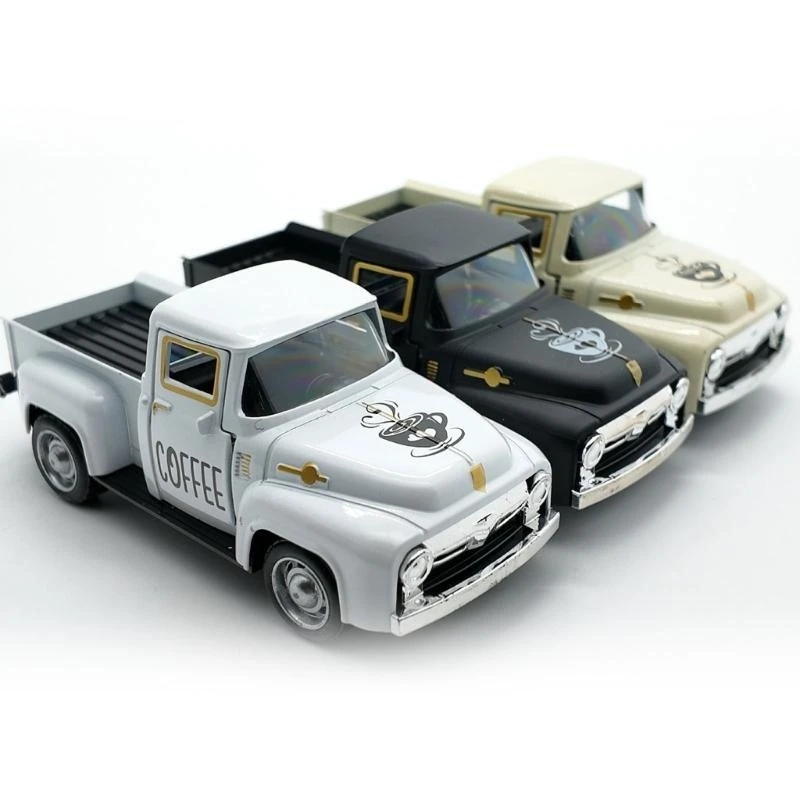

Vintage Mini Metal Truck Model with Removable Burlap Bag Coffee Table Decors for Coffee Bar Accessories and Home Display 55KF