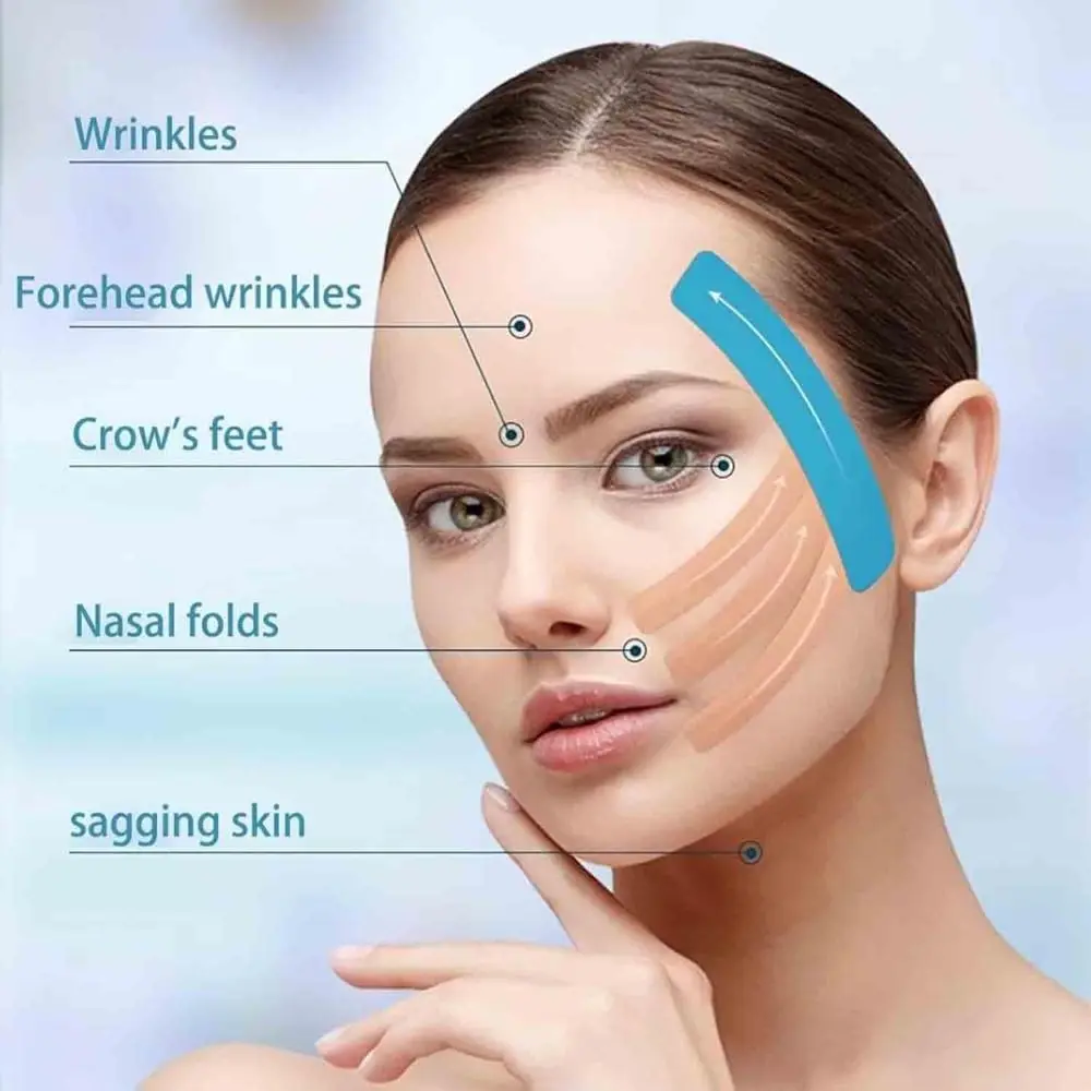 Nieuwe Toning Japanse Gezicht Tape Aanscherping Huid Verstevigende Gezicht Toning Riemen Anti-Rimpel Face Lift Tape Unisex