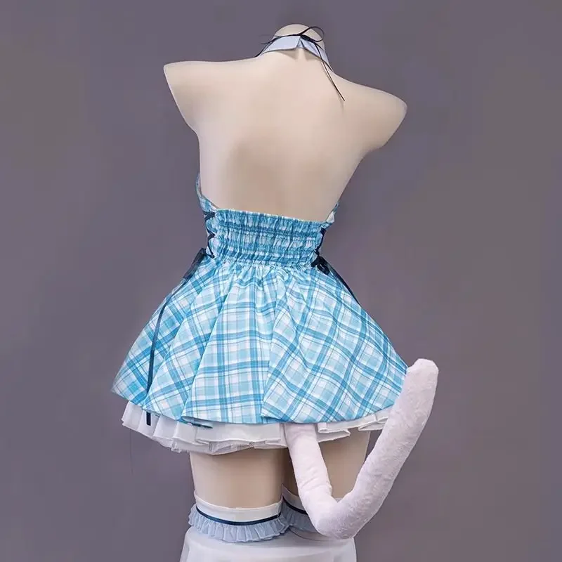 Juego Cosplay vestido traje Sexy disfraz de gato con cola de gato conjunto de Anime lindo juego Cosplay Chocolate y vainilla traje de sirvienta conjunto de servicio