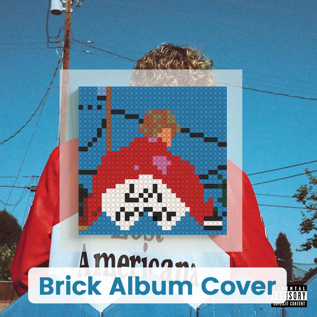 

M-MGK pop singer M-Machine Gun Kelly Poster Art Printing Album Cover MOC Building Blocks Brick Pixel Art
