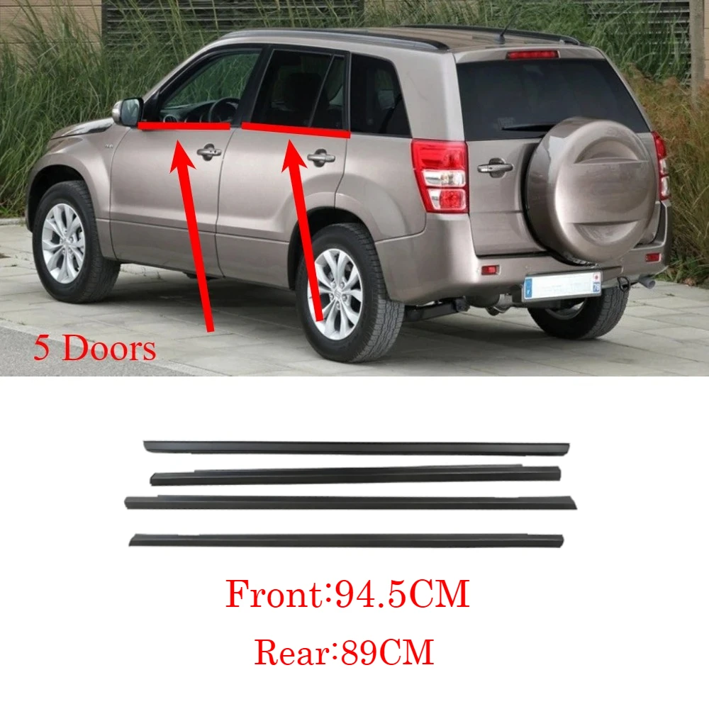 4 Pcs 5 Doors Outside Windows Rubber for Grand Vitara 2007-2014 83831-65J00 Not for 3 Doors Glass Weatherstrip Sealing