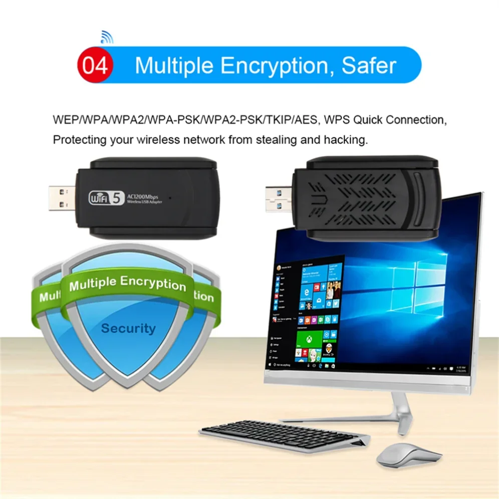 Сетевая карта GRWIBEOU, USB 3,0, 1200 Мбит/с, 2,4 ГГц, 5,0 ГГц