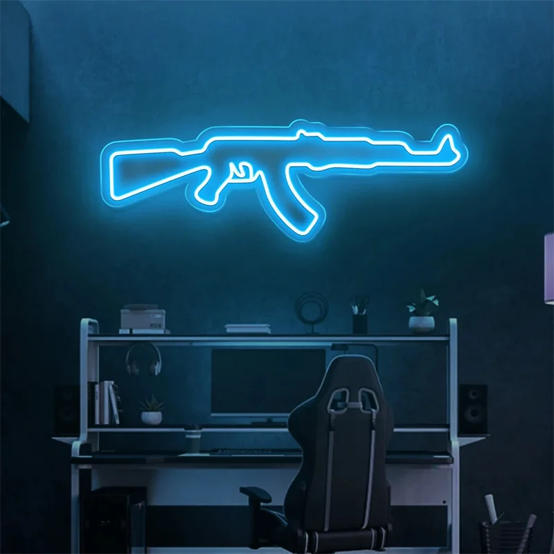 

AK47 Gun Neon Sign For Wall Game Room Decoration | Vintage Neon Sign | GAME ROOM Neon Sign | Gun Neon Sign |Ak 47 Neon Wall Art