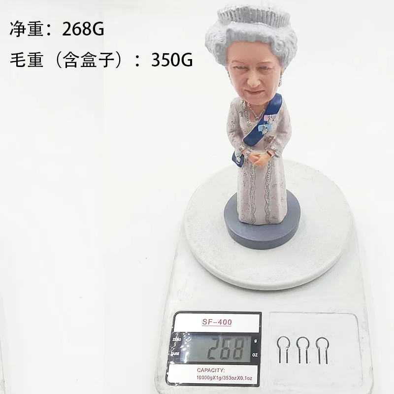 Hand-Made Simulation Shaking Head Queen of England Creative Resin Decorations Decoration Shaking Head Figure Decoration Source F