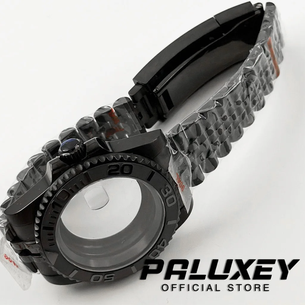 무브먼트 사파이어 글래스 시계 케이스 글라이드 잠금 걸쇠, NH35, PVD 블랙, 40mm 다이버 방수 핏, NH34, NH35, NH36, NH70, NH72, ETA2824