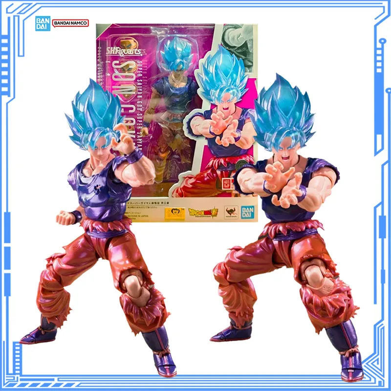 

Bandai Genuine Dragon Ball Model Kit SHF God Super Saiyan Kaioken Son Goku Anime Action Figure Collection Model Boys Toys Gifts