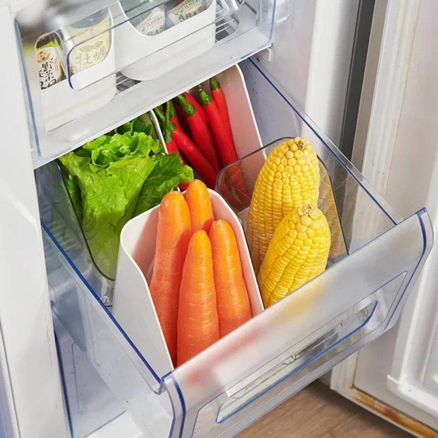 Organizador de geladeira caixas de alimentos tipo geladeira caixa de tempero transparente organizador de geladeira