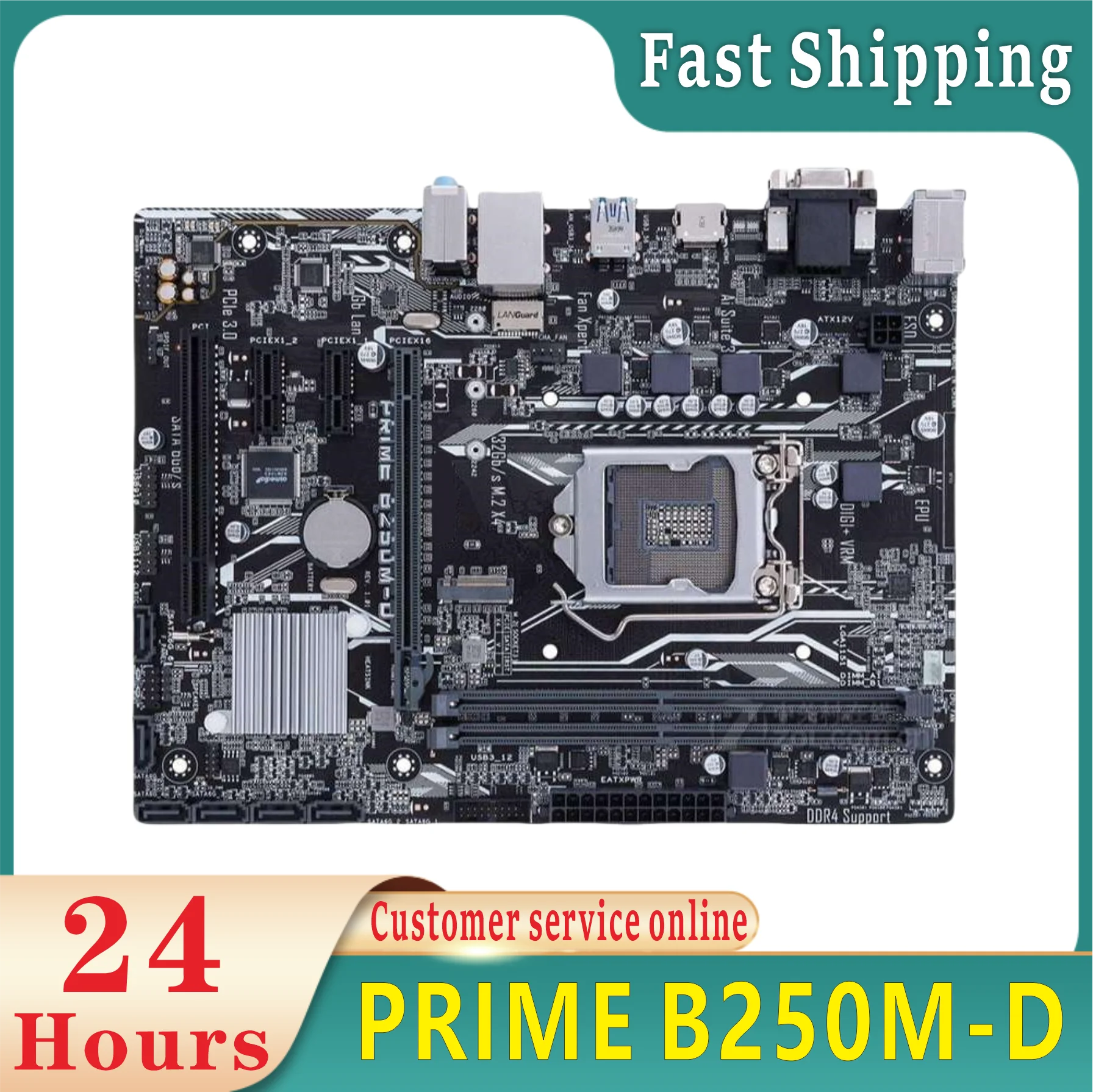 PRIME B250M-D board LGA 1151 Intel B250 2 × DDR4 32GB M.2 SATA III USB3.0 micro ATX supports Core i5-6500 i7-7700 CPU