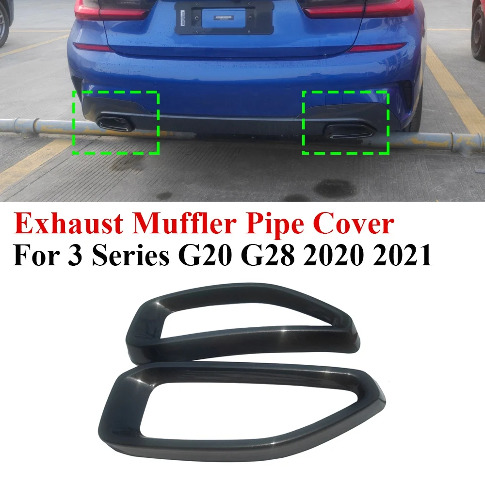 Stainless Steel Car Rear Exhaust Muffler Pipe Cover Trim Tail Throat Frame for-BMW 3 Series G20 G28 2020 2021