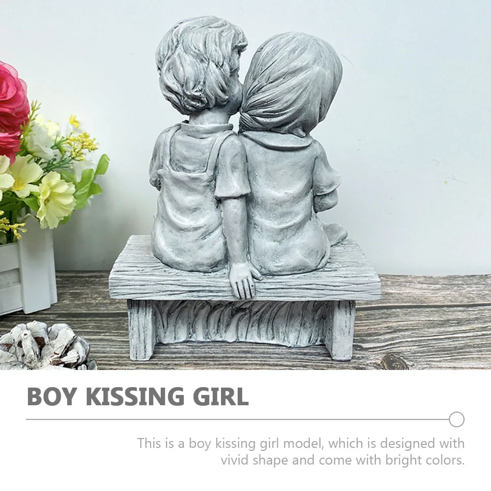 

Lovely Resin Kissing Simulation Boy Girl Durable Outdoor Decoration Desktop Ornament Unique Gift For Kids Bedroom