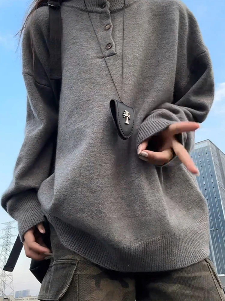 

Cleanfit Lazy Sle Knitted Sweater Henry Collar Deep ey Men's Women's Autumn New Faion Soft Comfortable Nylons Polyester...