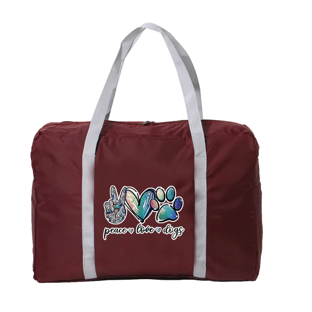 Bolsa de viagem dobrável de nylon unissex, bolsa de bagagem de grande capacidade, bolsas femininas, série de pegadas, padrão, acessórios de viajante