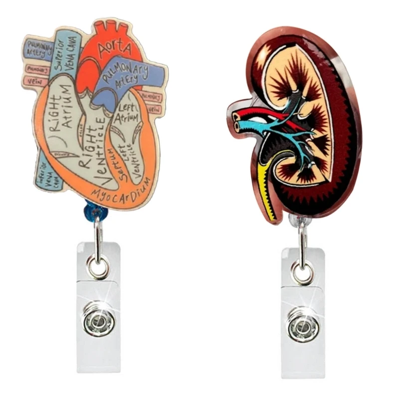 Anatomical Heart Badge Reel Telemetry Cardiology Nurse Badge Holder with Clip Dropship