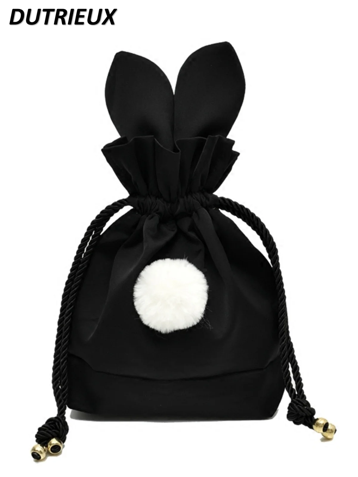 Sweet Cute Fashion Solid Color Women's Bags Letter Embroidery Drawstring Travel Storage Bag for Lady 2024 Spring Summer Autumn