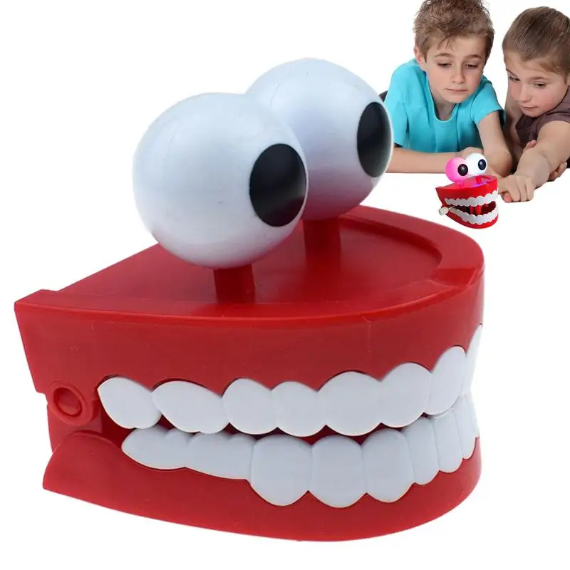 Wind Up Chomping Teeth Funny Wind-up Toy Fidget Chattering Teeth Family Friends Interaction Toy Novelty Tabletop Ornament Gag