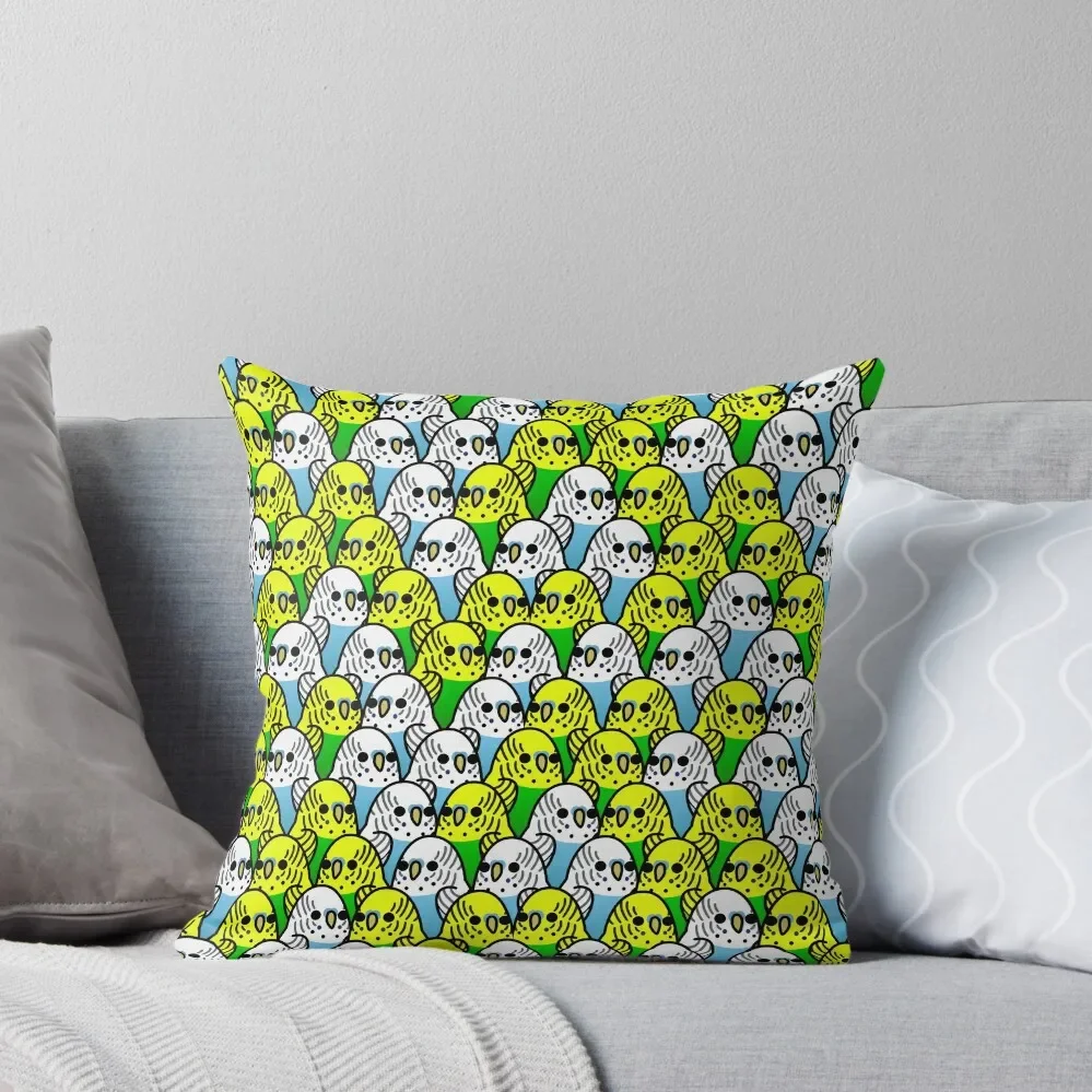 

Too Many Birds! - Budgie Squad 1 Throw Pillow Sitting Cushion Pillowcases For Pillows Sofa Cushion Christmas Pillow Cases Pillow