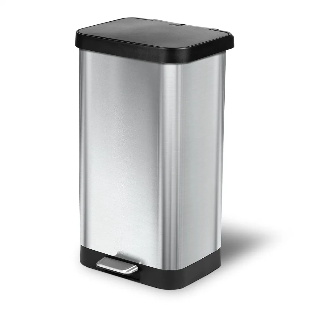 

Stainless Steel Step Trash Can with Clorox Odor Protection | Large Metal Kitchen Garbage Bin with Soft Close Lid, Foot Pedal