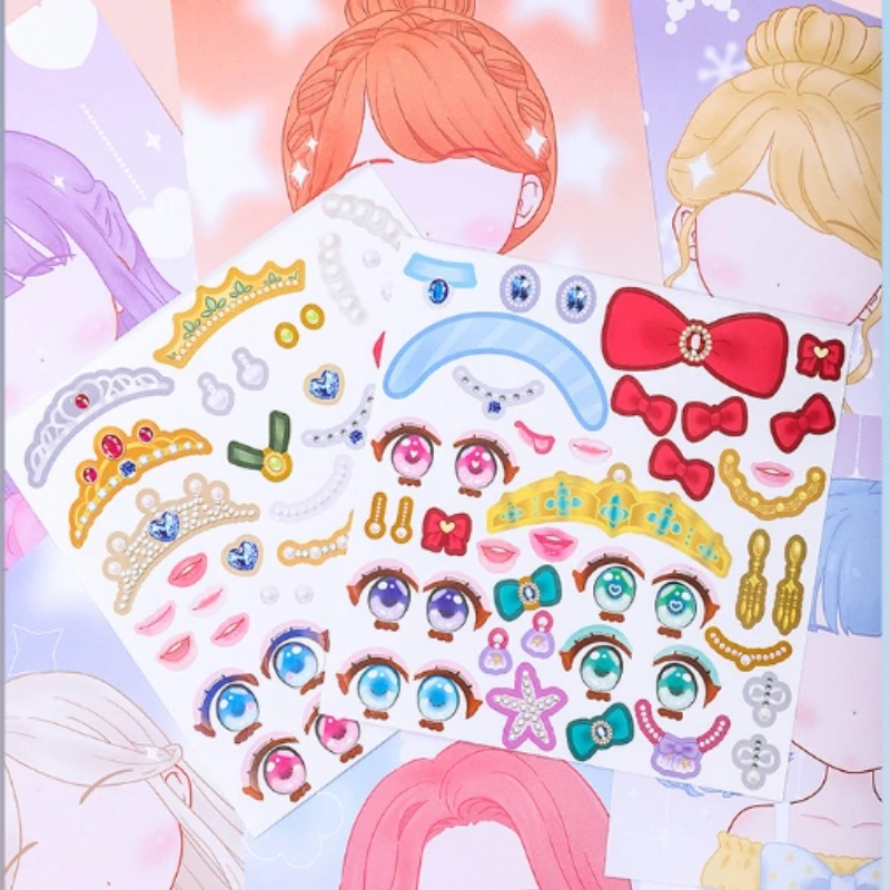 1PCS Makeup Change Stickers Children and Girls Love Beautiful Princesses Change Dressing Stickers Makeup Show Stickers This Book