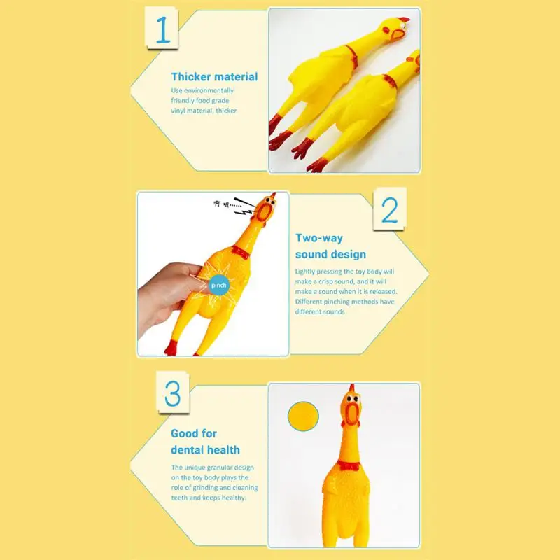 1 قطعة جديد كلب صرير لعبة صراخ الدجاج ضغط الكلب مضغ لعبة دائم وممتع الأصفر المطاط العادم الدجاج اللعب