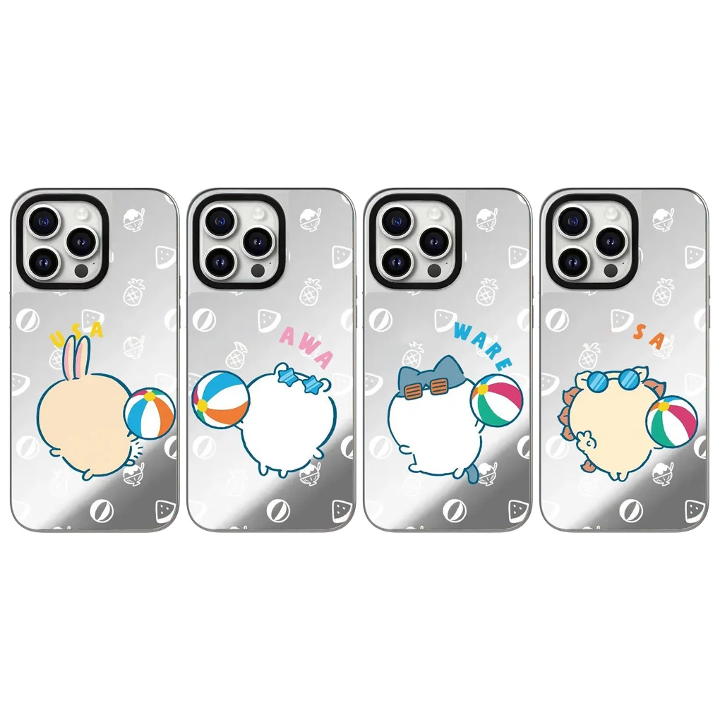 

Cartoon Water Sport Mirror Surface Silver Border Magnetic Protective Case for IPhone 12 13 14 15 16 Pro Max