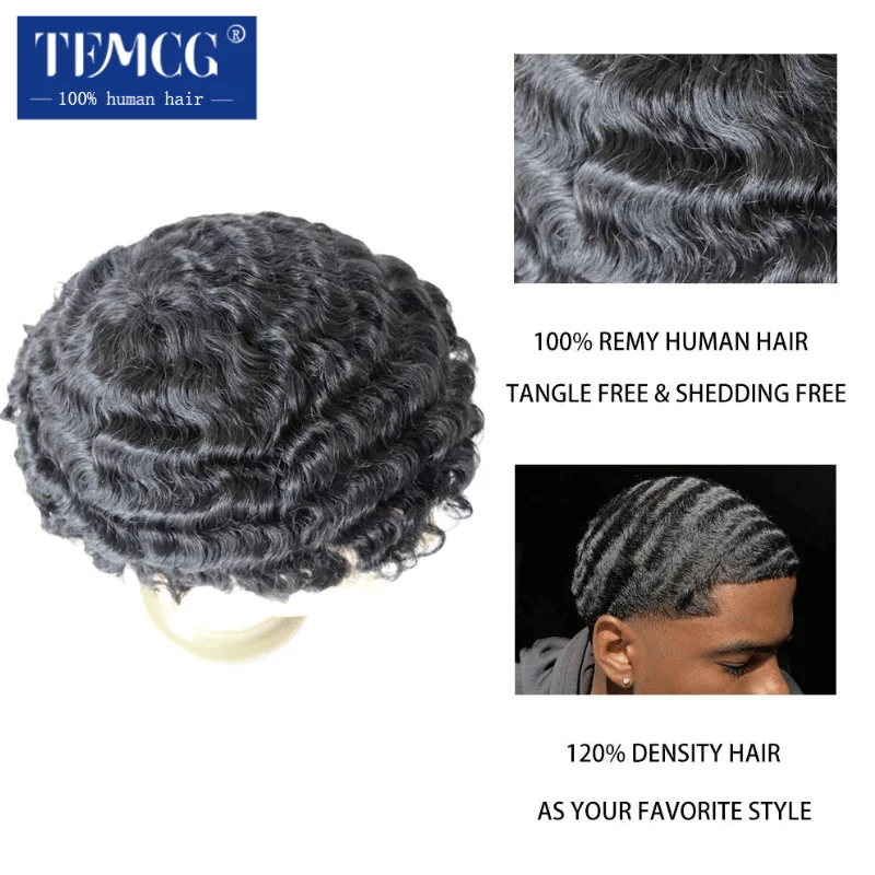 

Toupee For Men Full Lace Afro Wig 12MM Toupee Wigs For Black Men Male Hair Prosthesis 100% Human Hair System Unit Male Wig