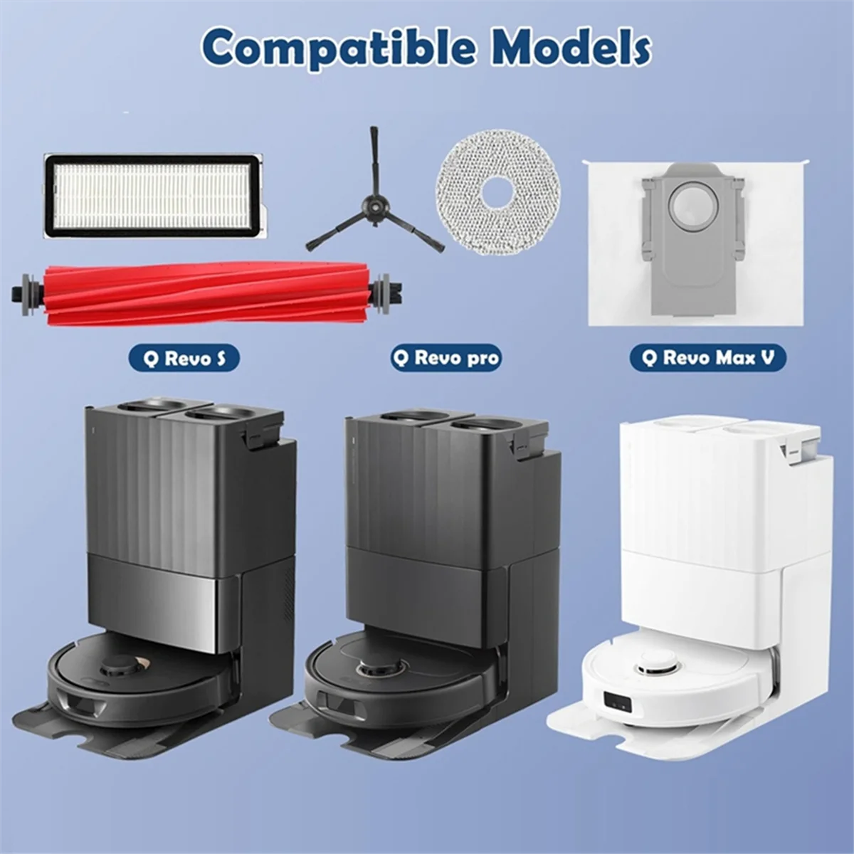 Kit de acessórios FZFZ para peças de aspirador de pó Q Pro / Q Maxv / Q S, filtros de escova principal, sacos de pó para esfregão