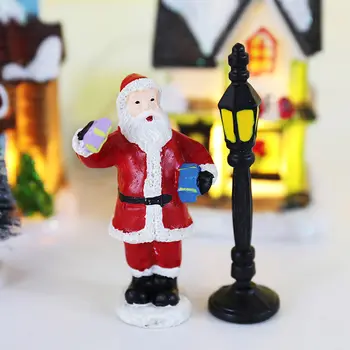 LED pryskyřičné vánoční vesnické ozdoby Sada figurek Dekorace Santa Claus Jehličí Sníh Pohled Dům Vánoční dárek Domácí dekorace 10 nejlepší prodej figurka z vesnice Noel - №5