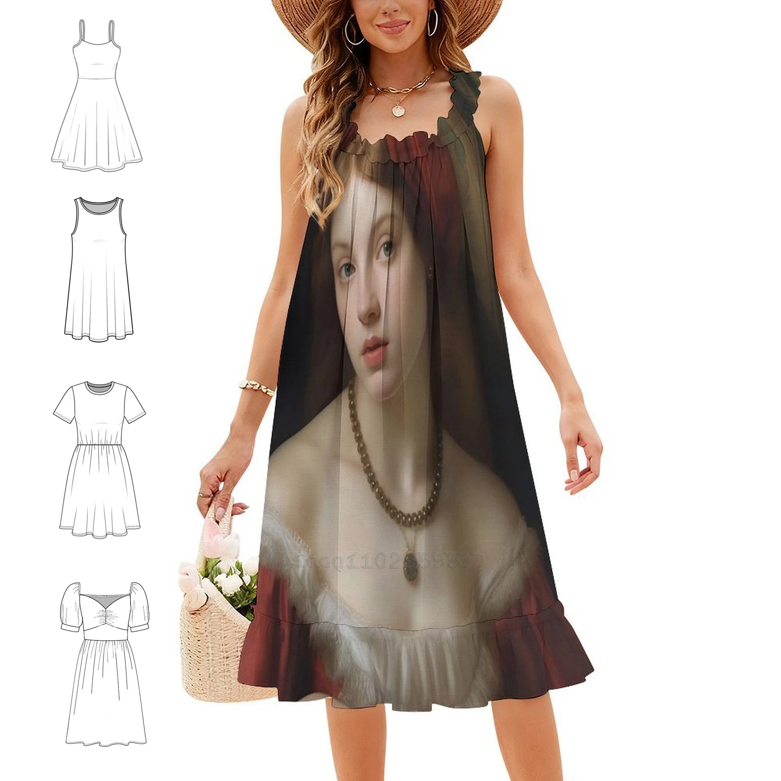 Eternal Renaissance Beauty Ii : A Realistic Painting Korean Style Casual Dress For Women Simple Daily Office Lady Dresses