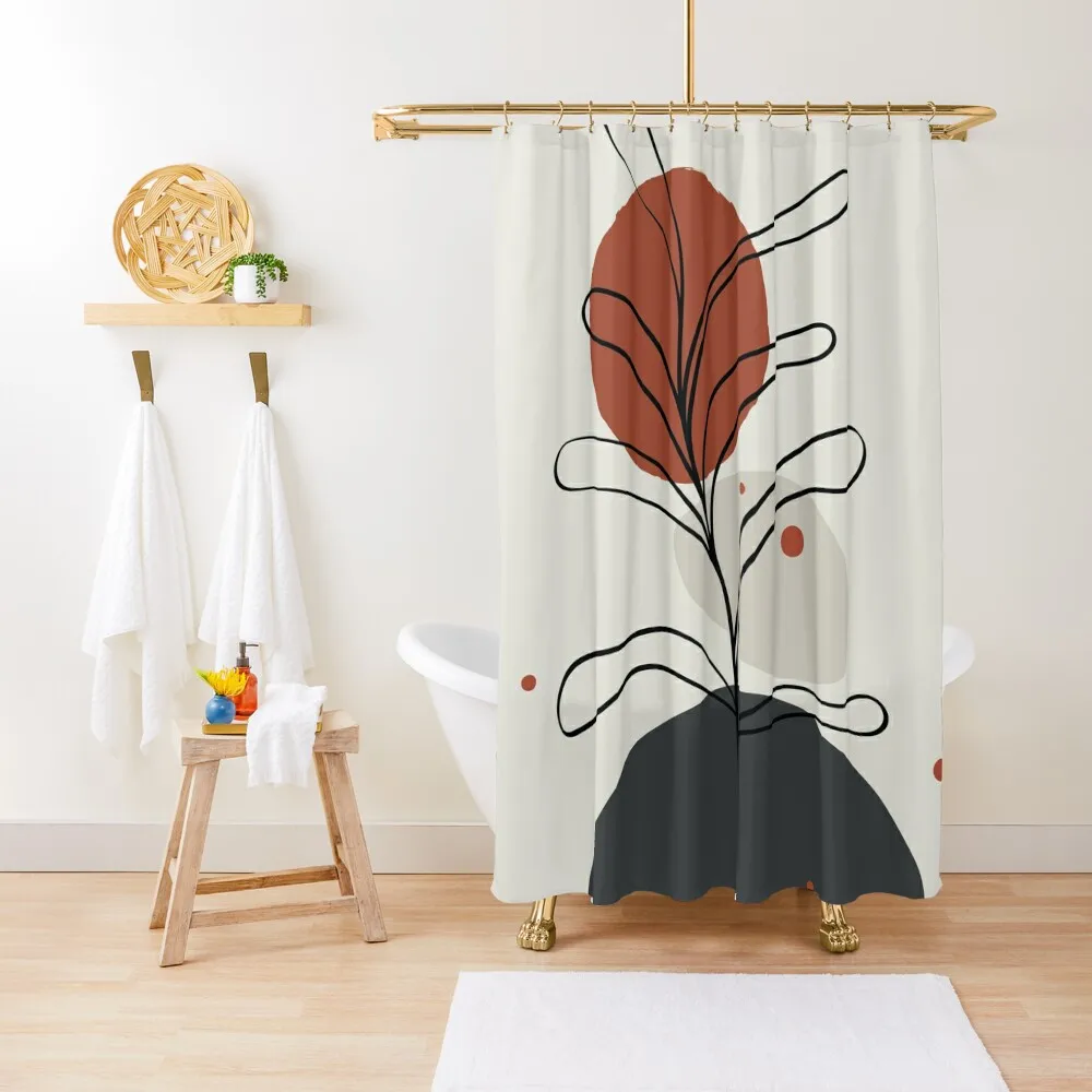 

Abstract Minimal Shapes Plants 06 Tropical Modern Illustration Drawing Pattern Texture Shower Curtain Shower Waterproof Curtain