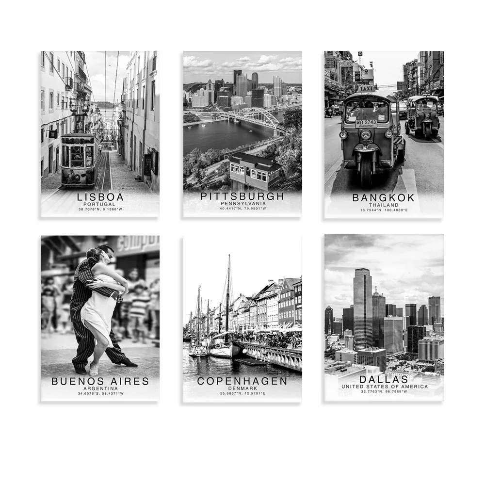 Toscana,Copenhagen,Buenos Aires,Ibiza,Phi Phi Islands,Mount Everest,Dallas , Bangkok Street,,Lisboa Travel Poster