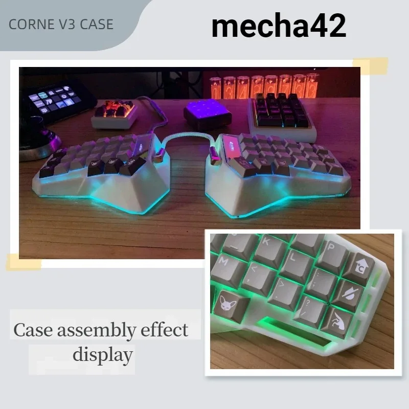 

Corne V3 Mecha42 Crkbd Split Keyboard Case with Screen RGB Custom Ergonomic Office Gaming Mechanical Keyboard Accessories Gifts