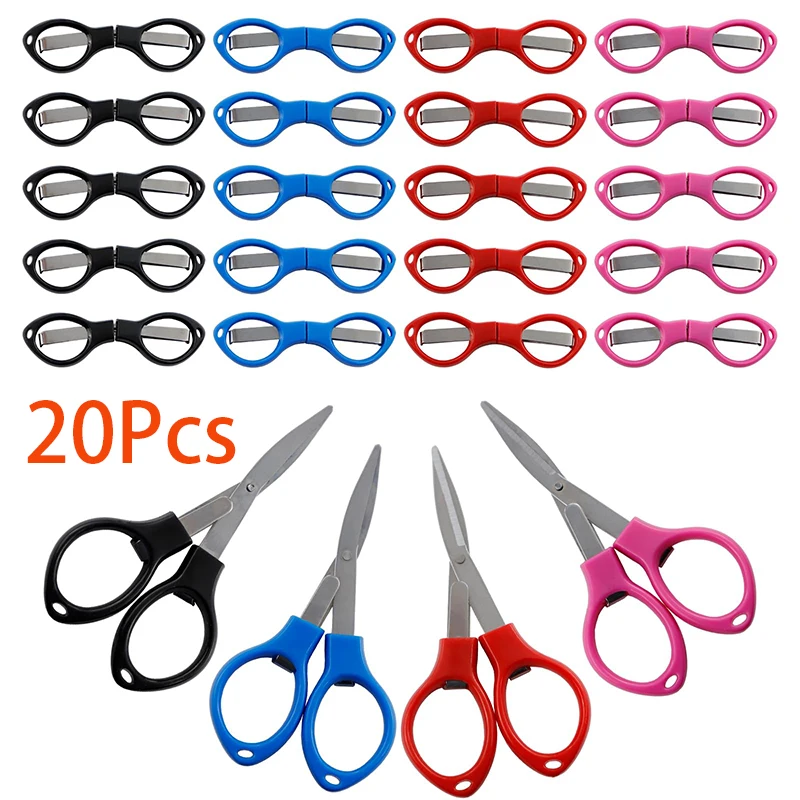 20Pcs Household Traveling Folding Scissors Plastic Handle Scissors Stainless Steel Foldable Scissor