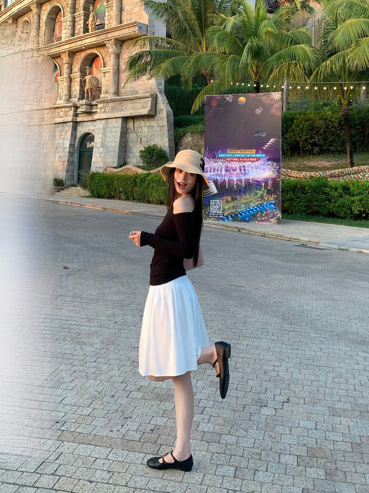 

Женская свободная юбка А-силуэта Ele Puffy White с высокой талией, поясом, из хлопка, повседневная, приталенная, весна 2026