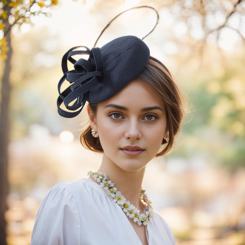 Lawliet Teardrop Womens Vintage Look Wool Felt Ostrich Quills Fascinator Hat Cocktail Hat A569