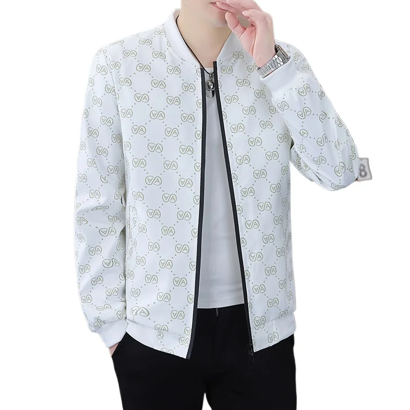 

Men's Thin Baseball Jacket Summer Fashion Personality Print Jacket Coat Sports Casual Outdoor Travel Lightweight Streetwear Men