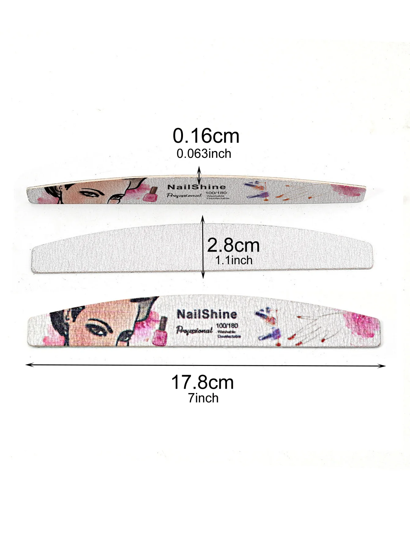 20 Pcs/Lot Half Moon Wood Nail File Product Girl Eyes Printing Nails File Tools Grit 100/180/240 For Professional/Personal/Salon