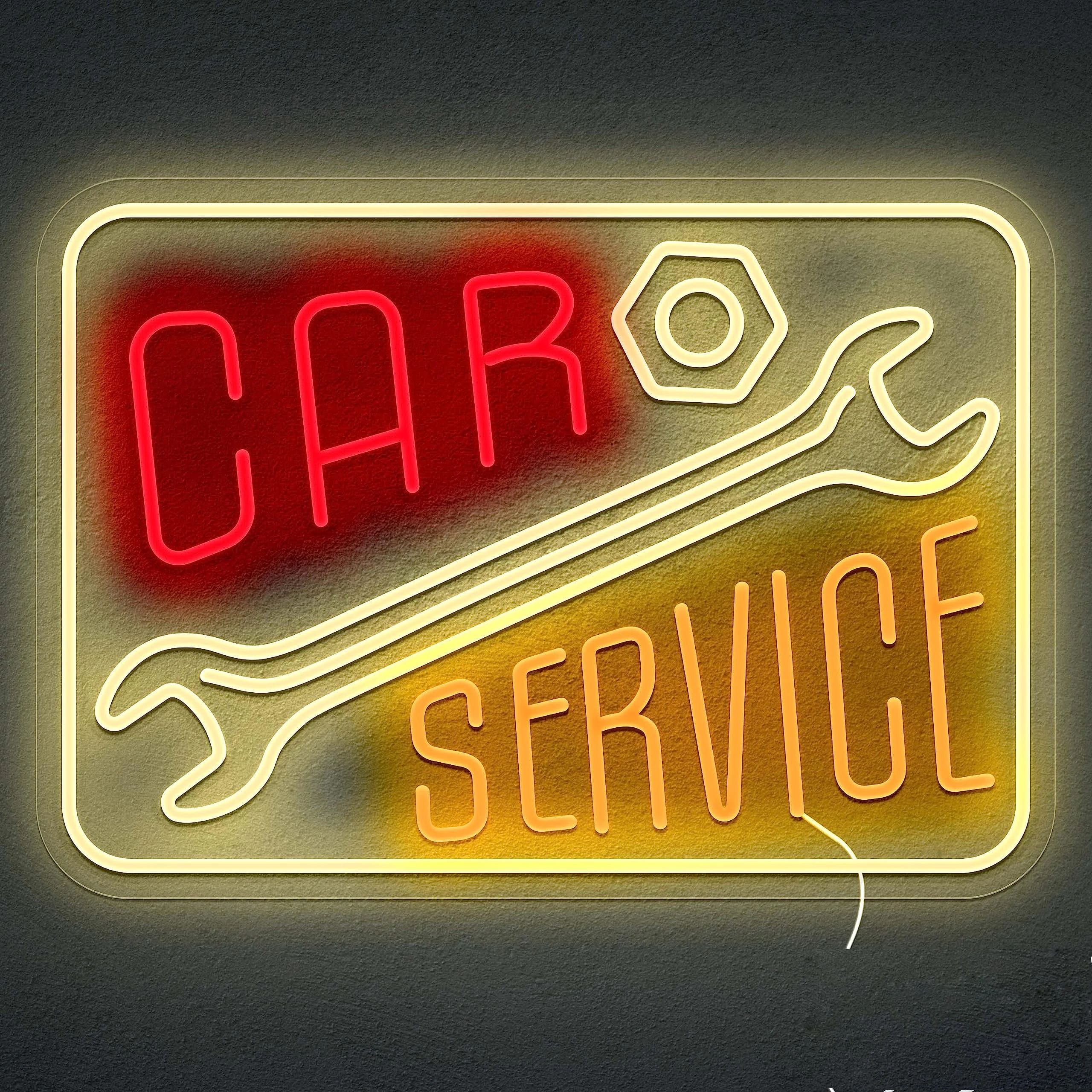 

Car Service Neon Signs Adapter LED Neon Light Sign Light Up Neon Signs Car Refit Garage Wall Car Garage Repair Shop Car Badge